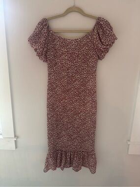 Petal & Pup Burgundy Floral Smocked Midi Dress